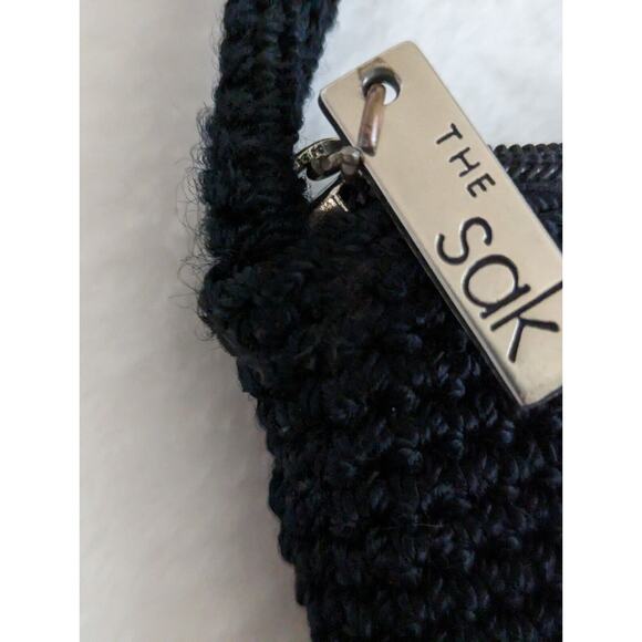 The Sak Crochet Vtge handbag Preowned Very Clean Black 9"X 7.5" Zipper Boho - Picture 2 of 7